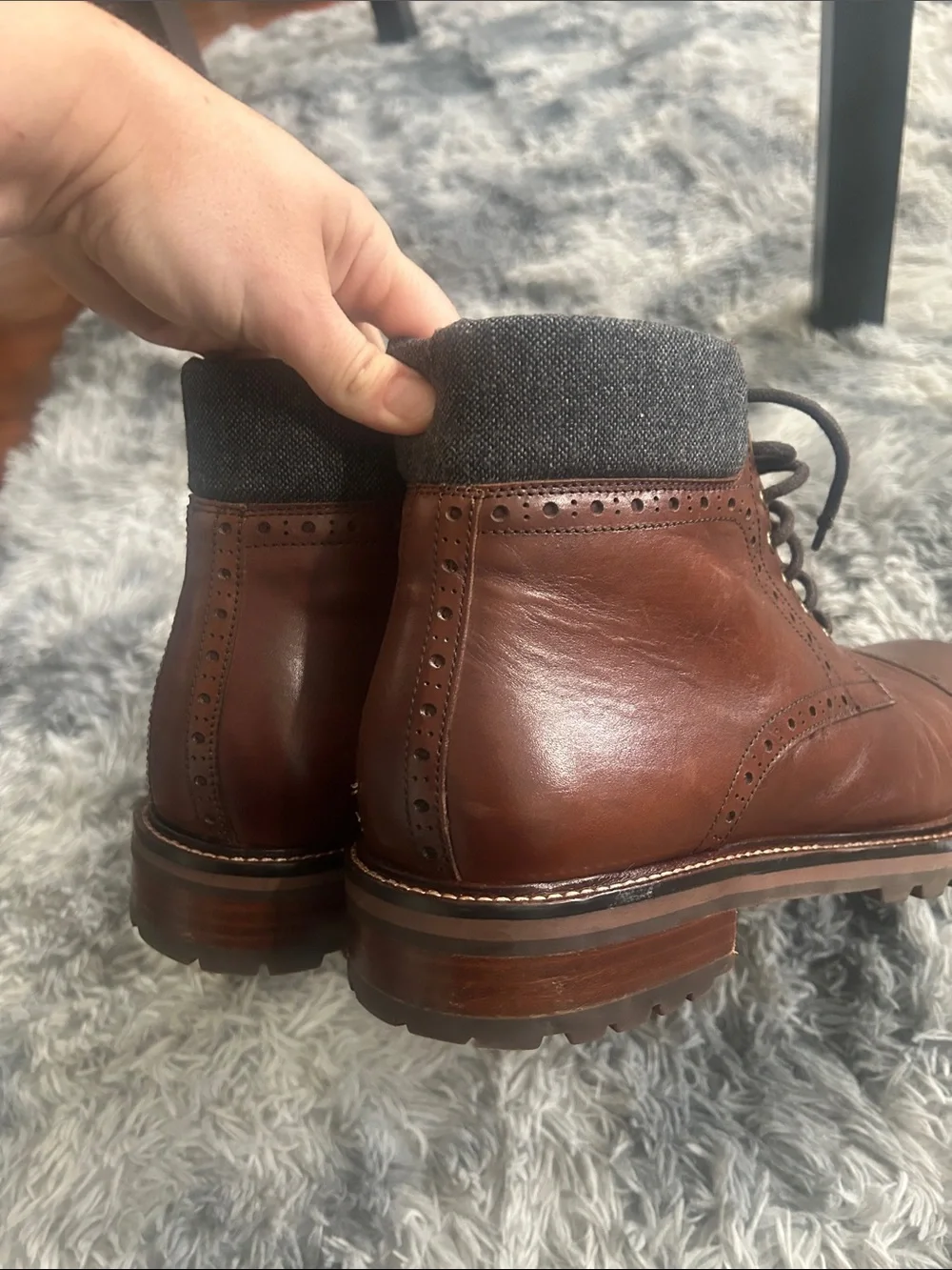 🆕 Warfield & Grand Brown Leather Brogue Chukka Boots with Dark Collar